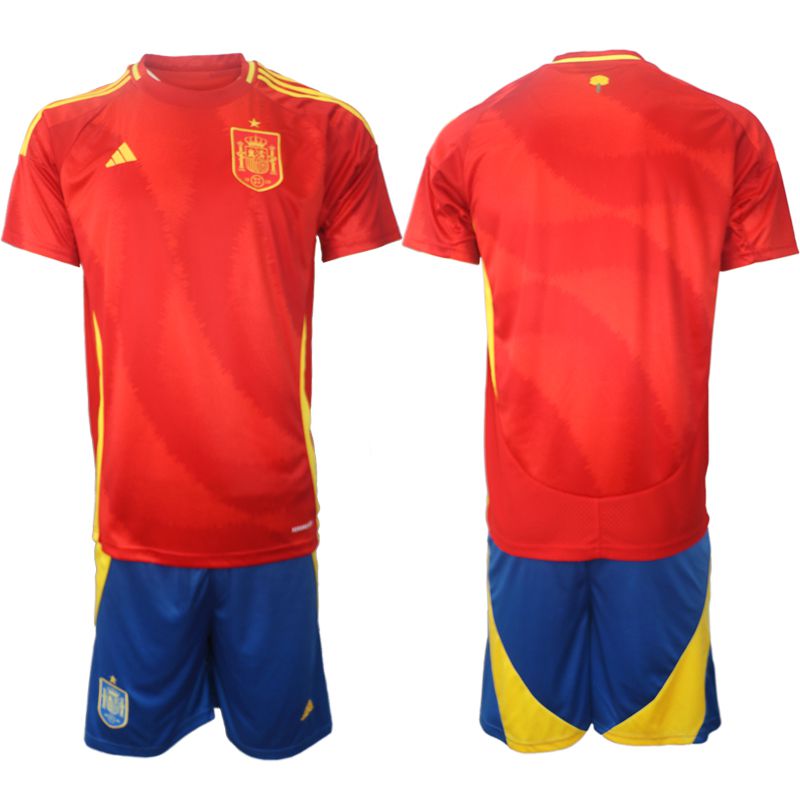 Men 2024-2025 Season Spain home red blank Soccer Jersey